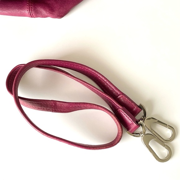 Longchamp Le Pliage Cuir Full Leather Zip Tote Shoulder Bag Deep Pink Sz Medium - Picture 10 of 16